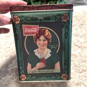 VINTAGE Coca-Cola with girl and Soda Jerk collectible can. Great for storage!